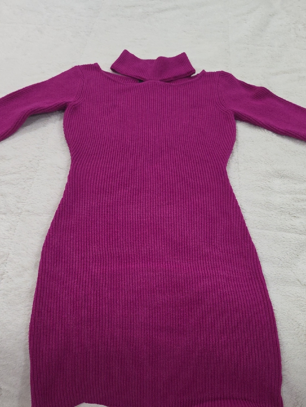 Vici Hot Pink Ribbed Turtleneck Dress